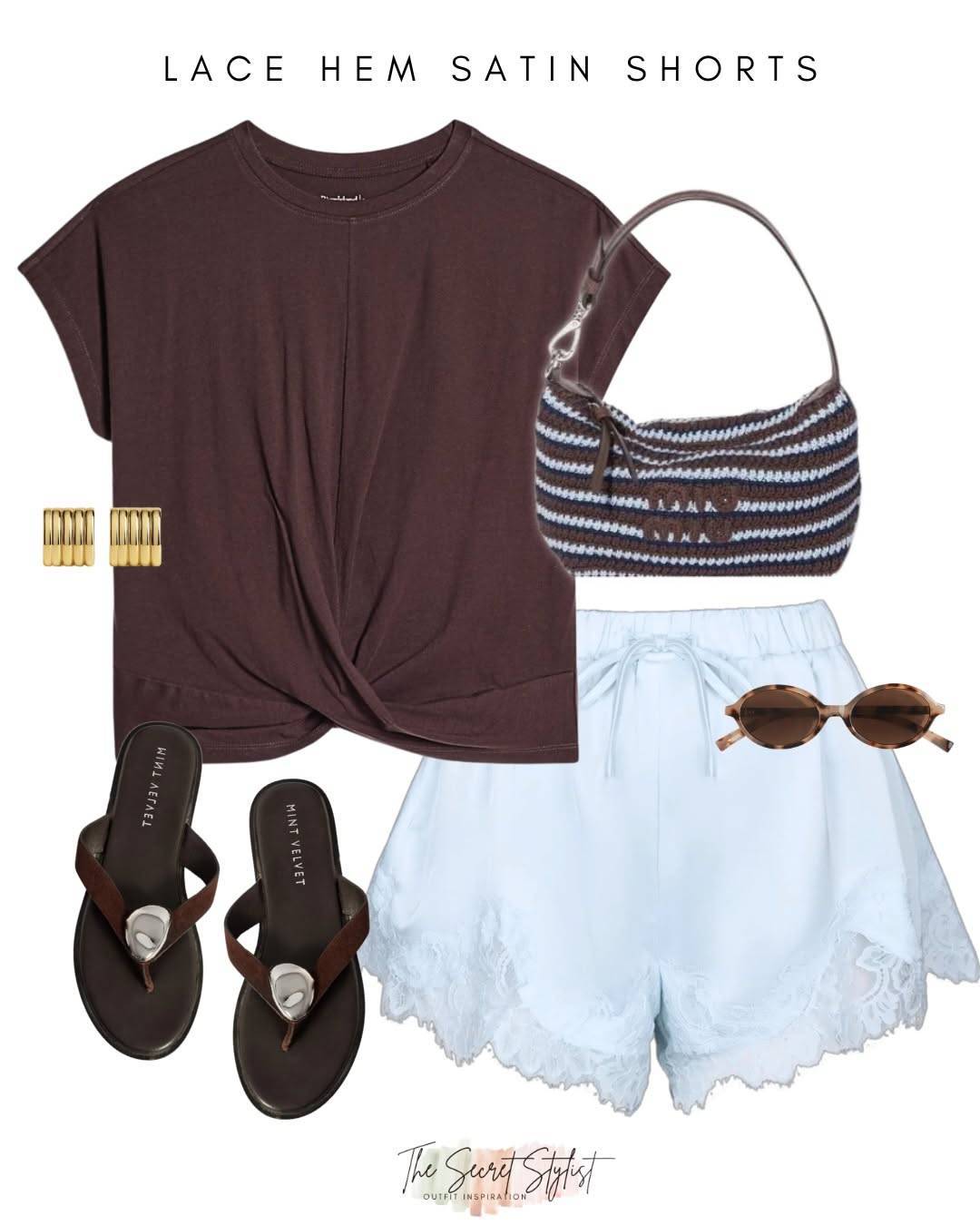 18 Beige Lace Trim Shorts Outfits Image