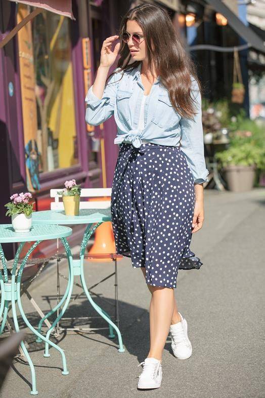 28 Blue Polka Dot Skirt Outfits Image