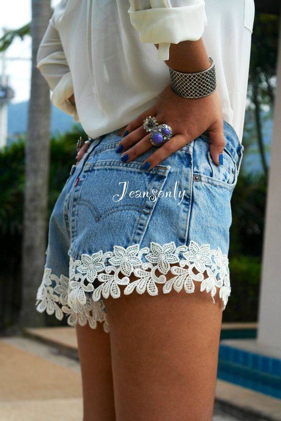 18 Blue Lace Trim Shorts Outfits Image