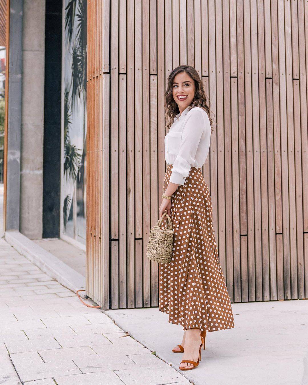 29 Brown Polka Dot Skirt Outfits Image