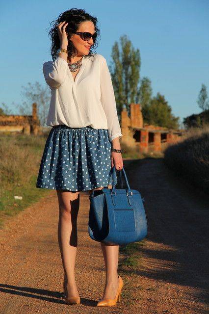 28 Blue Polka Dot Skirt Outfits Image