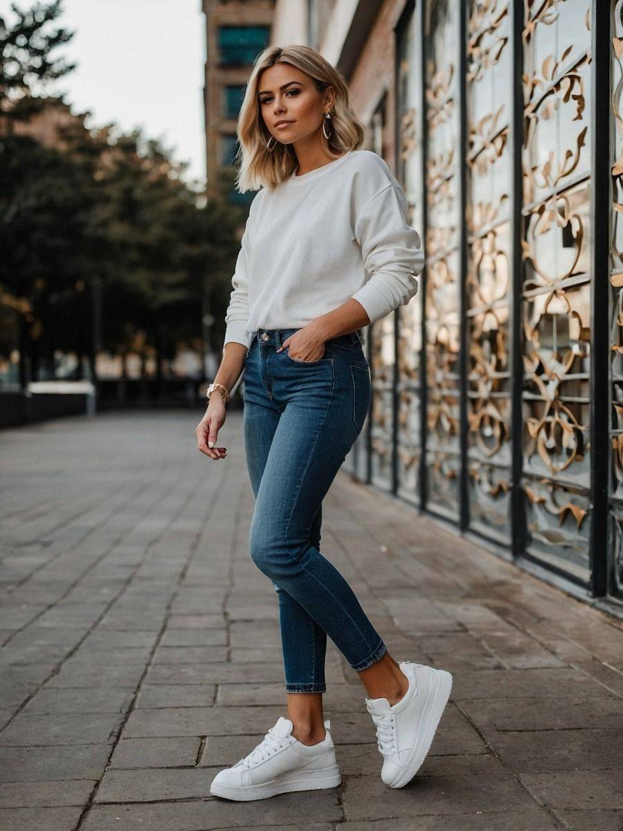 17 White Sneaker Outfit Ideas Image