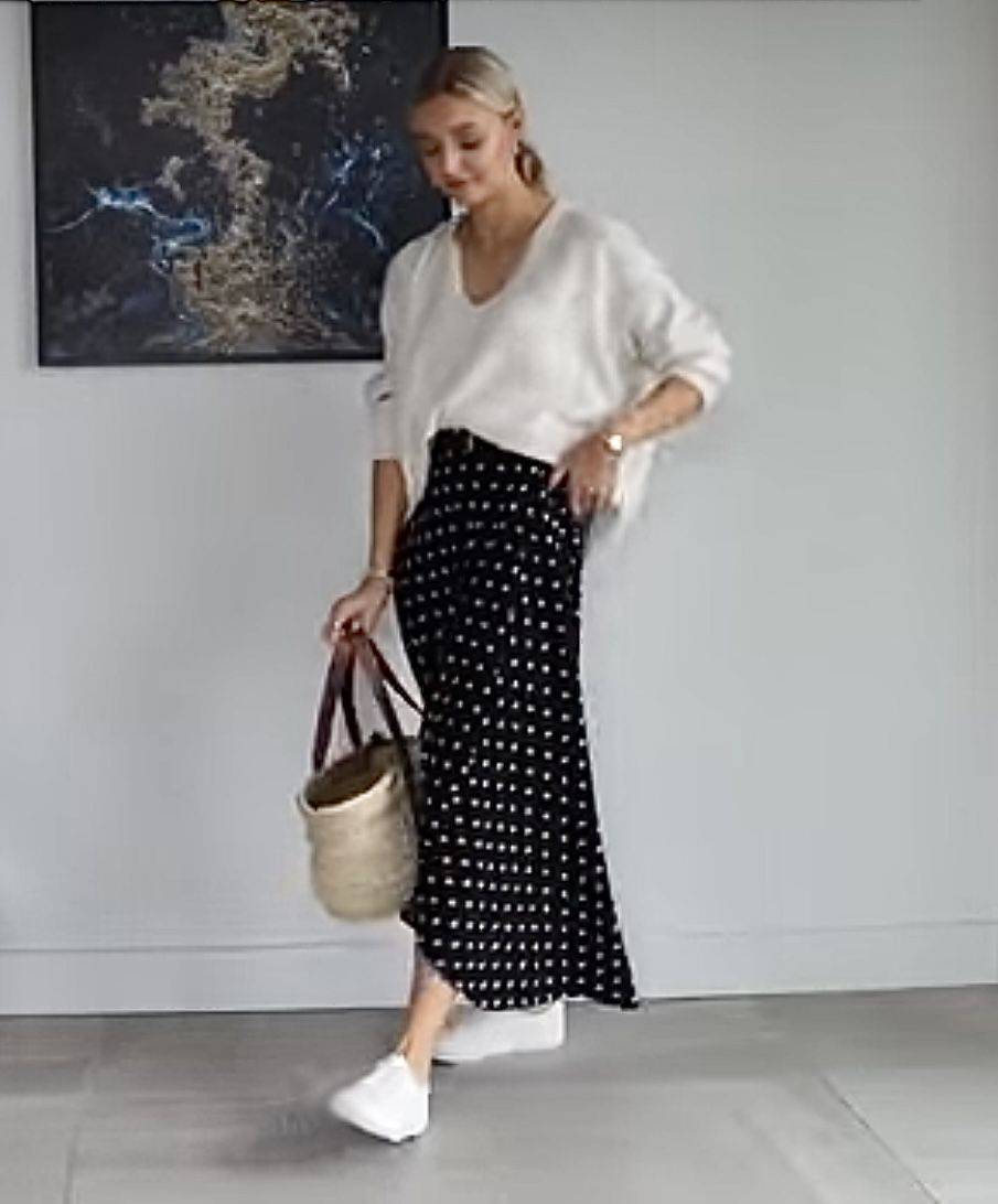 25 White Polka Dot Skirt Outfits Image