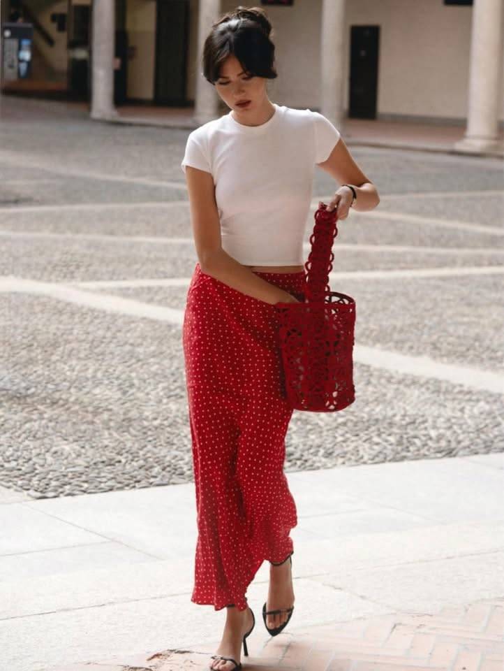 21 Red Polka Dot Skirt Outfits Image