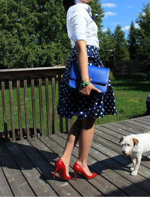 28 Blue Polka Dot Skirt Outfits Image