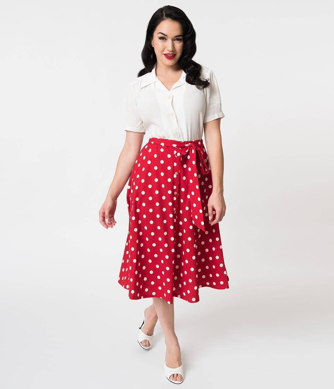 21 Red Polka Dot Skirt Outfits Image