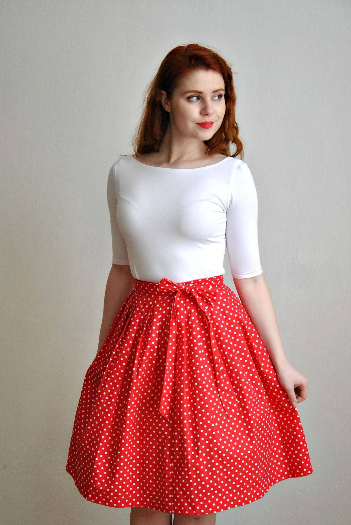 21 Red Polka Dot Skirt Outfits Image