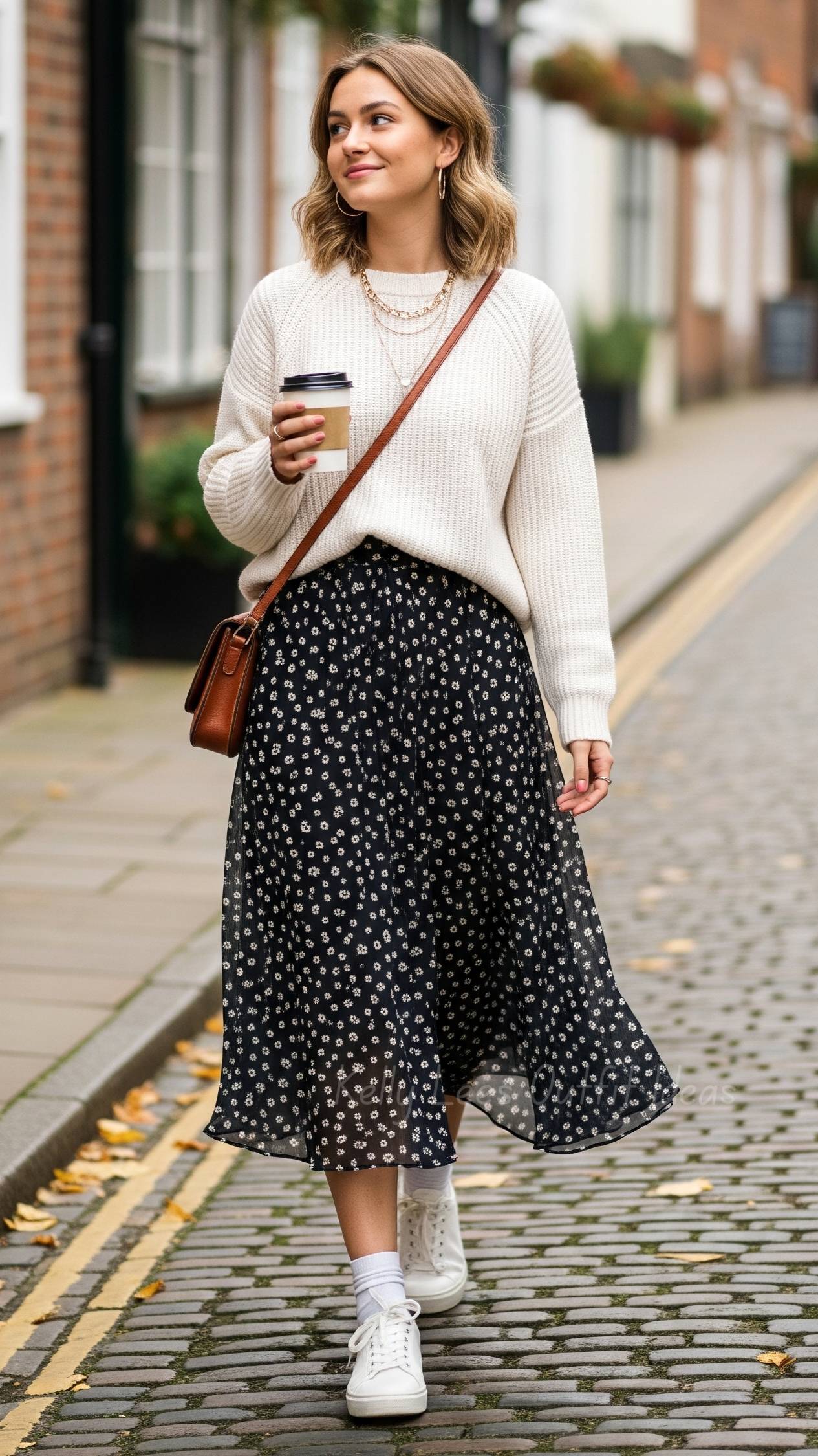 21 Cream Polka Dot Skirt Outfits Image