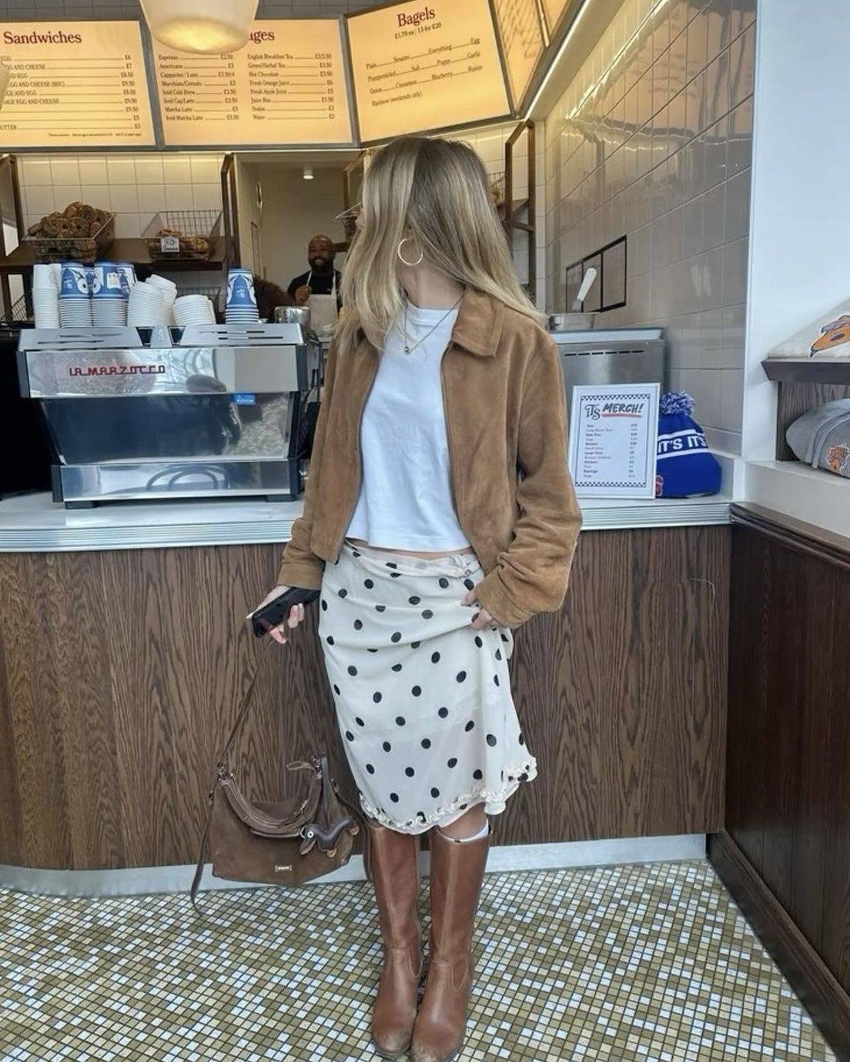 21 Cream Polka Dot Skirt Outfits Image