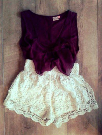 15 Burgundy Lace Trim Shorts Outfits Image
