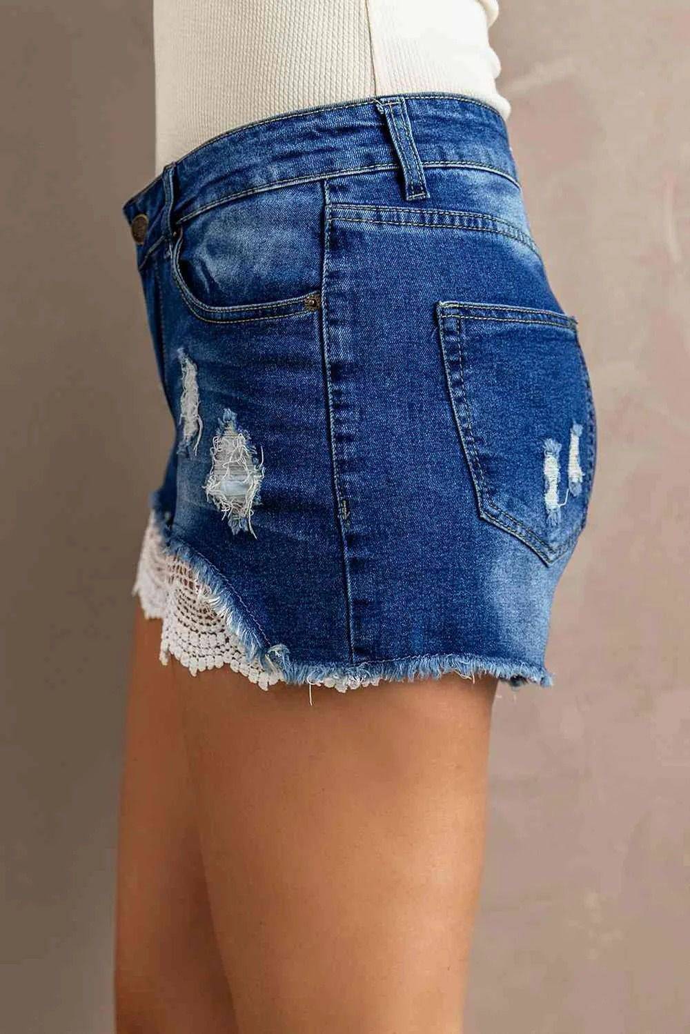 18 Blue Lace Trim Shorts Outfits Image