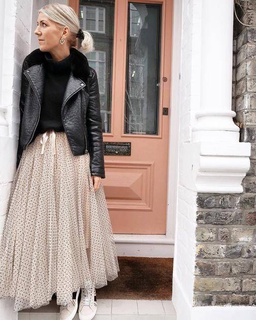 21 Cream Polka Dot Skirt Outfits Image