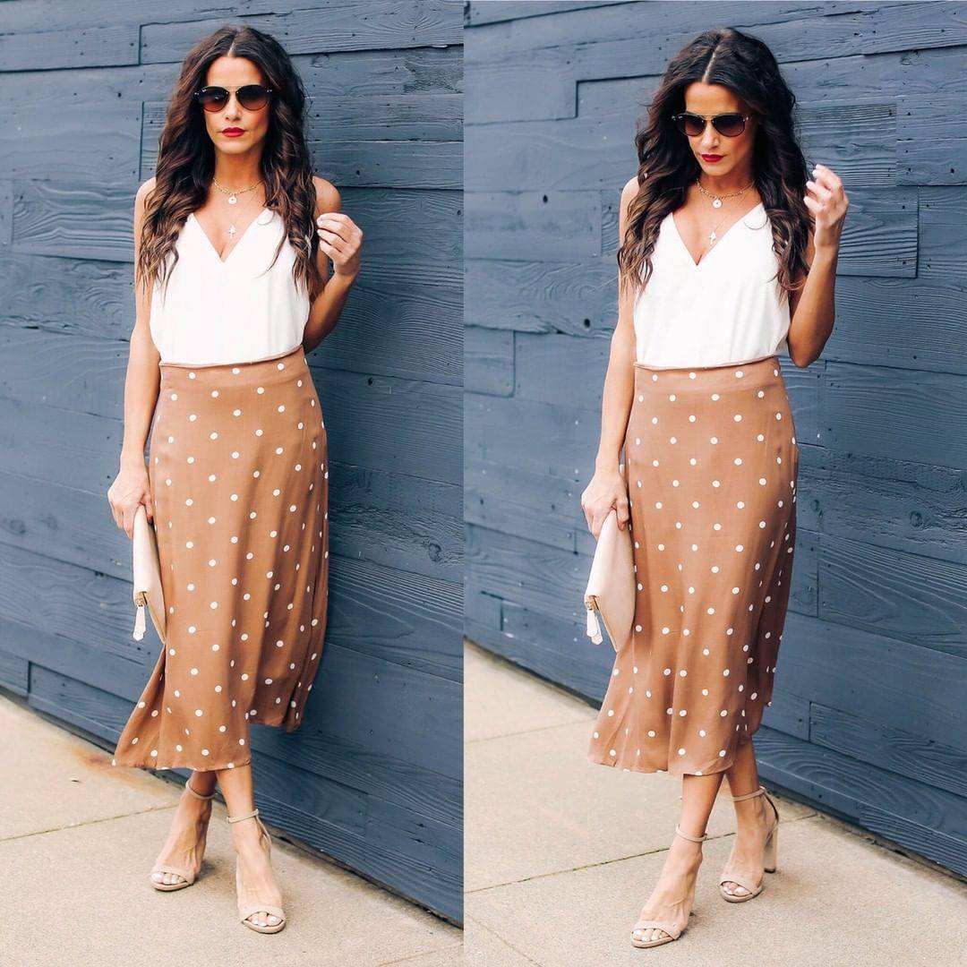 29 Brown Polka Dot Skirt Outfits Image