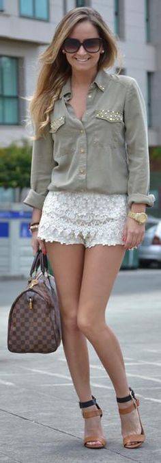 11 Cream Lace Trim Shorts Outfits Image