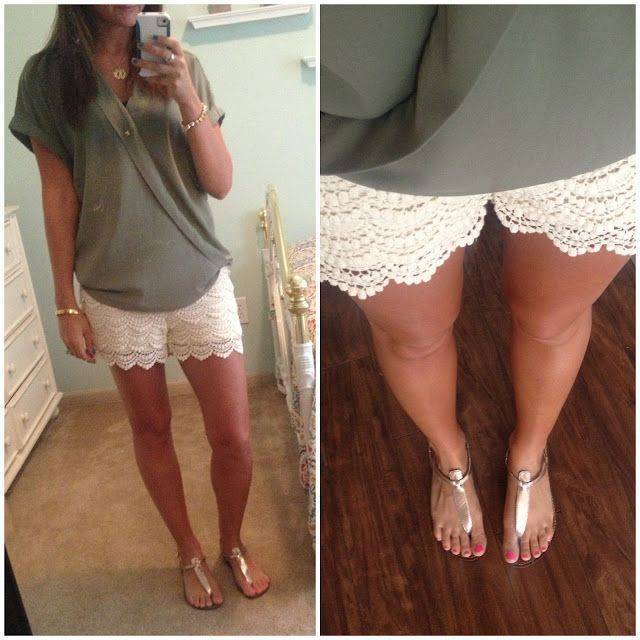 12 Brown Lace Trim Shorts Outfits Image