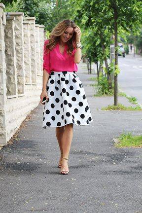 25 White Polka Dot Skirt Outfits Image