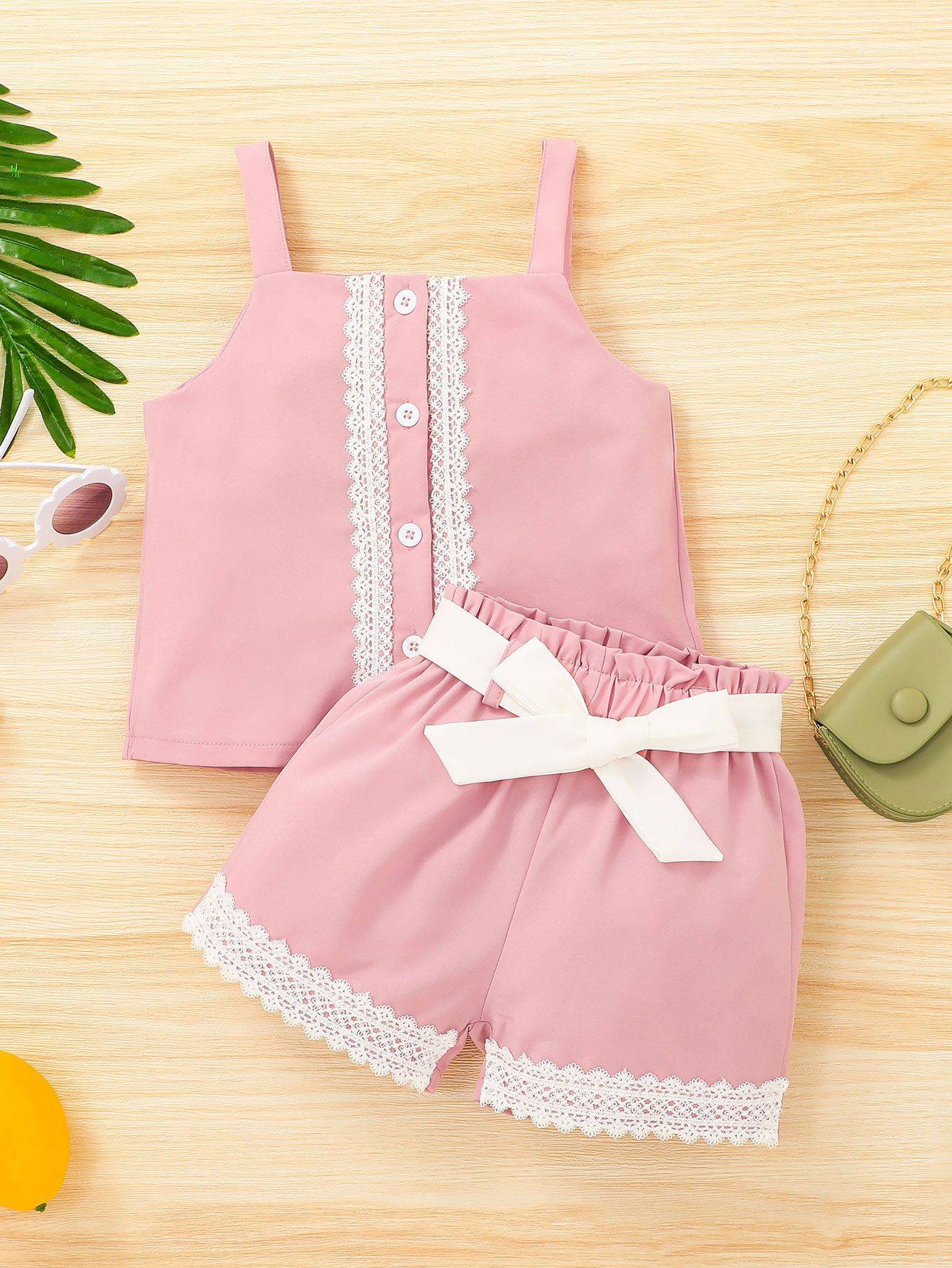 23 Pink Lace Trim Shorts Outfits Image