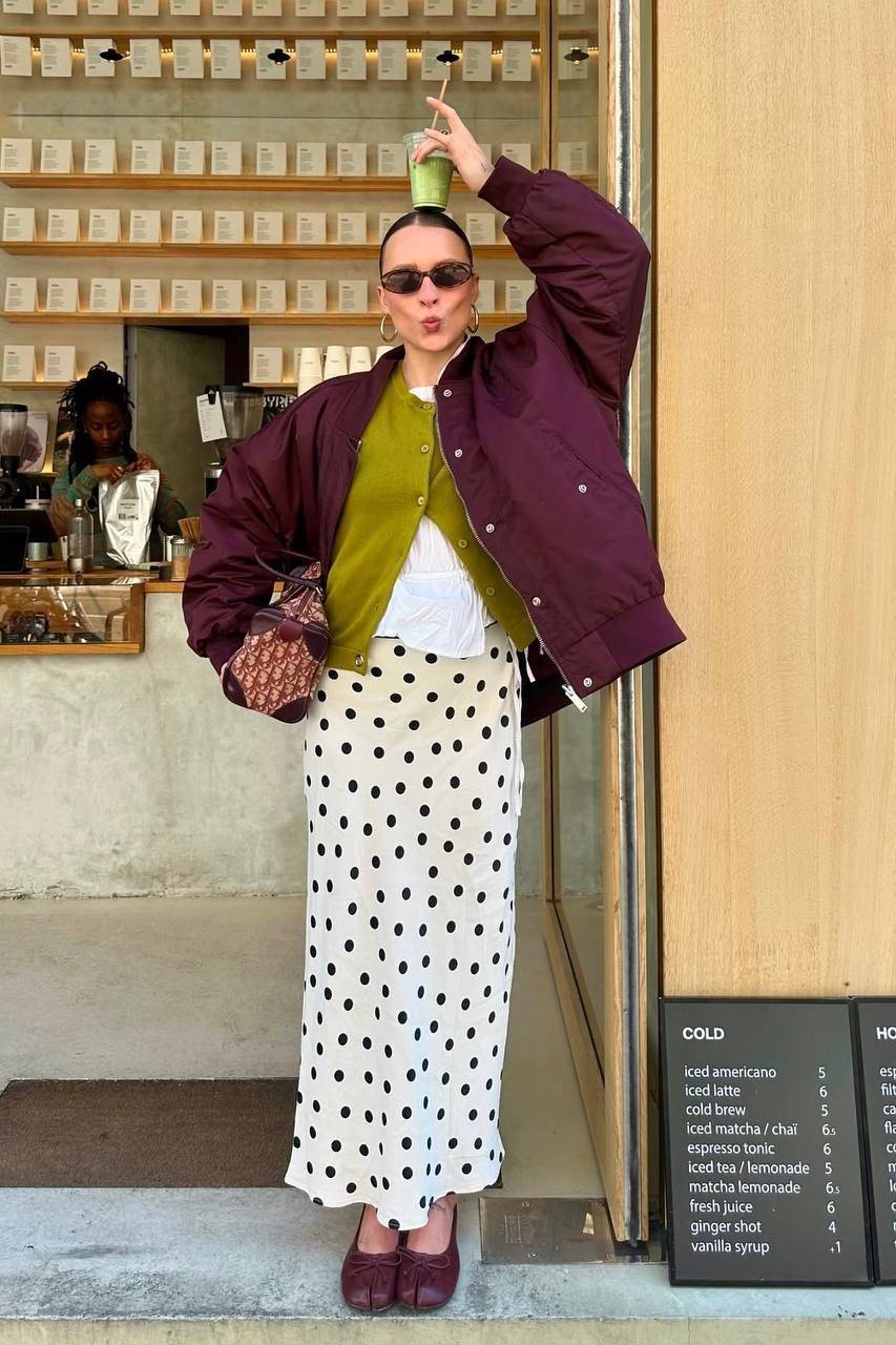 21 Cream Polka Dot Skirt Outfits Image