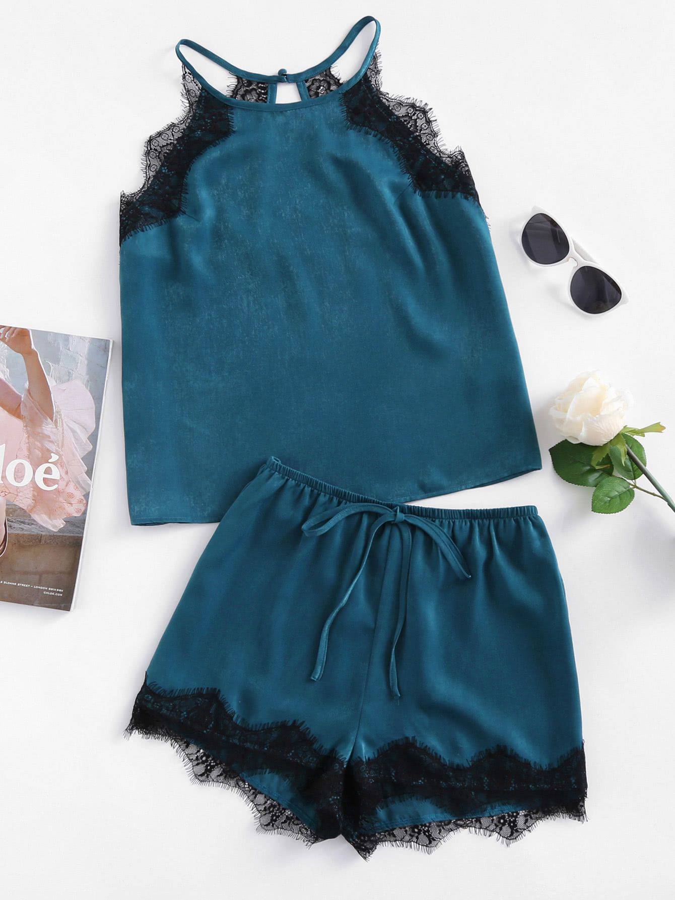 18 Blue Lace Trim Shorts Outfits Image