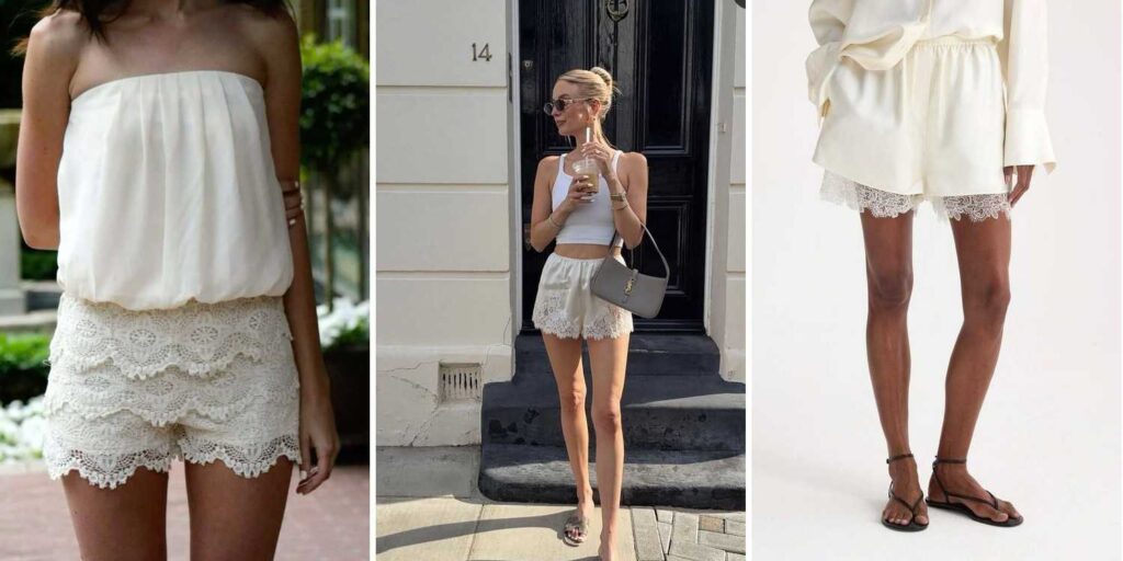 18 Beige Lace Trim Shorts Outfits