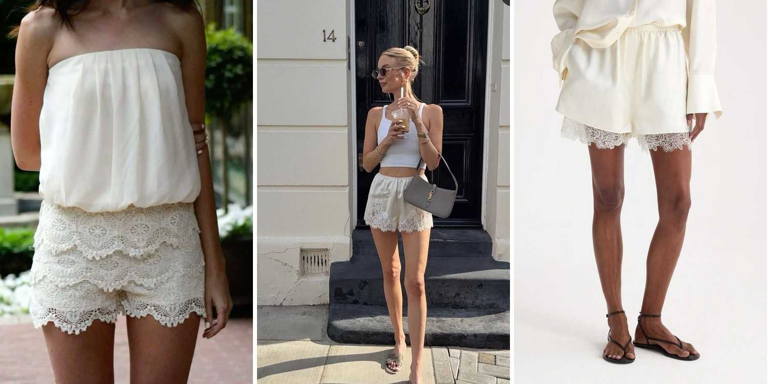 18 Beige Lace Trim Shorts Outfits