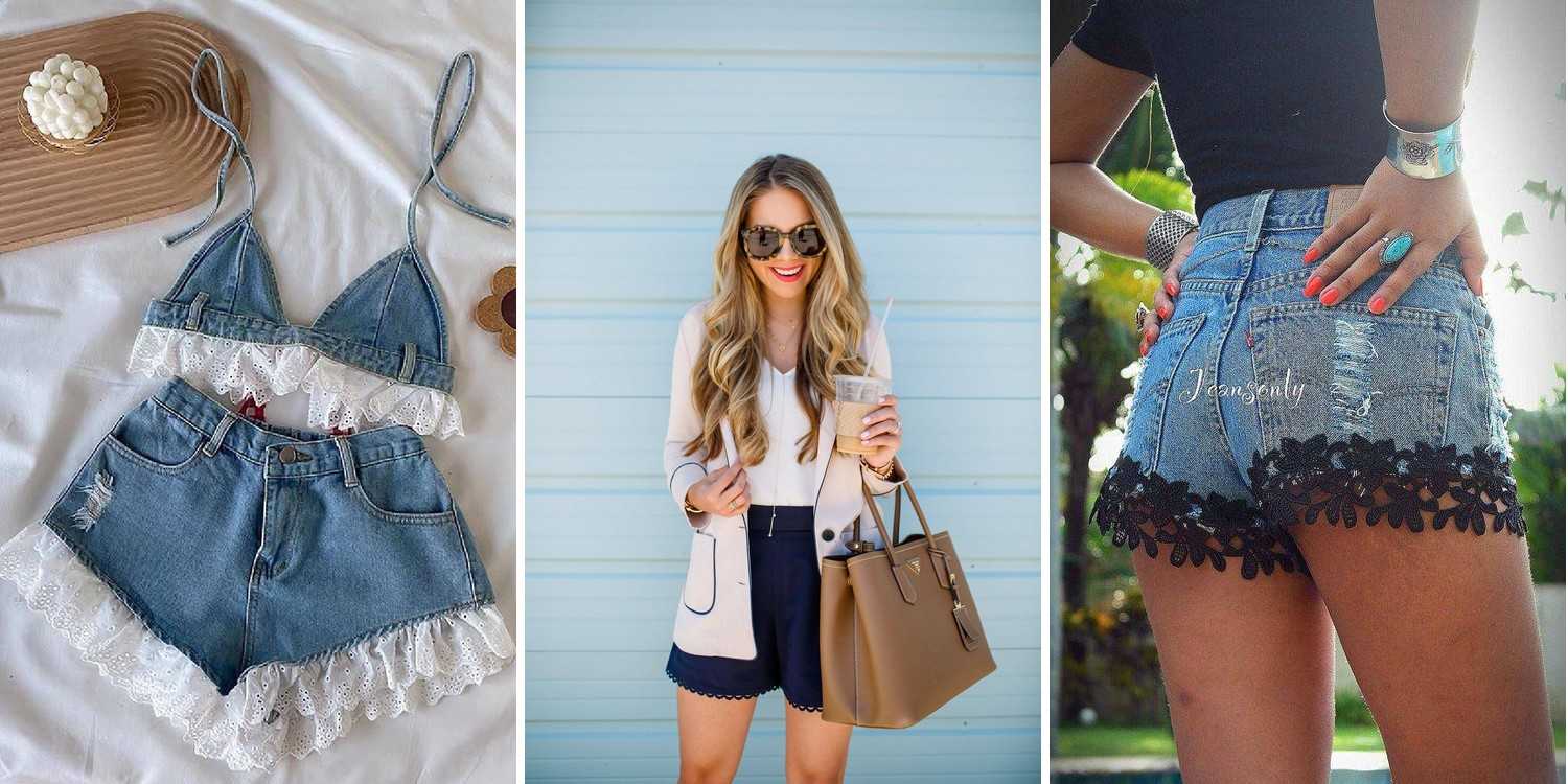 18 Blue Lace Trim Shorts Outfits