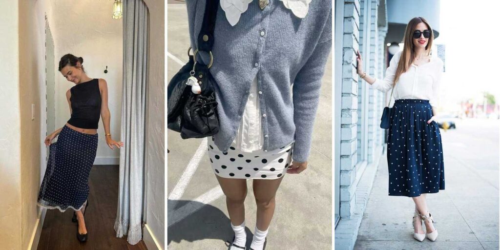 28 Blue Polka Dot Skirt Outfits