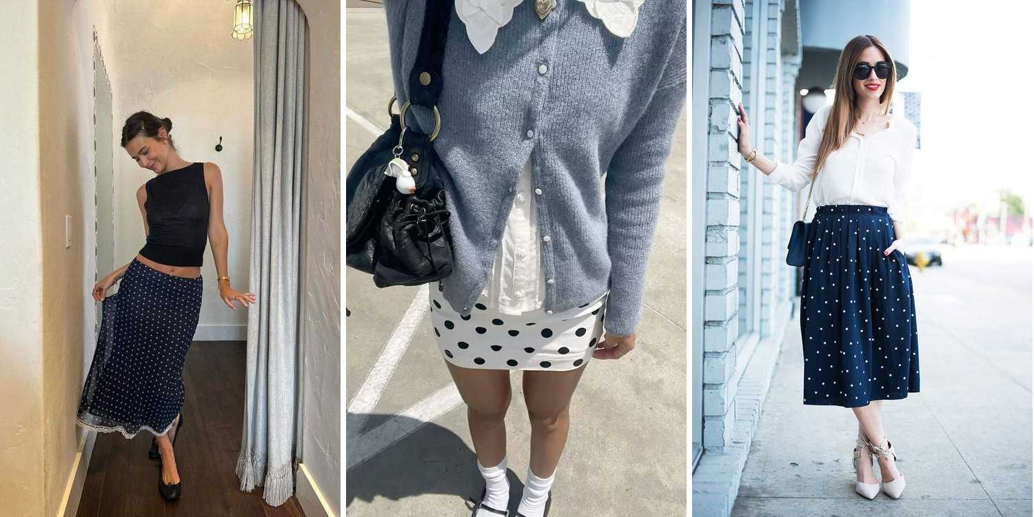 28 Blue Polka Dot Skirt Outfits