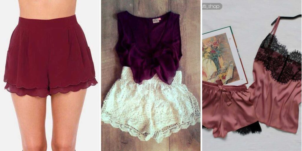 15 Burgundy Lace Trim Shorts Outfits