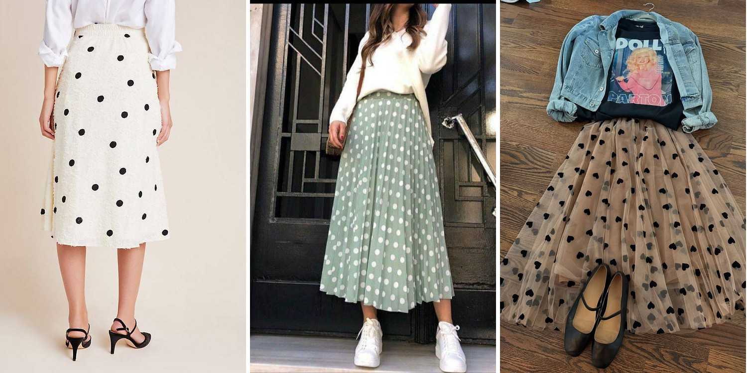 21 Cream Polka Dot Skirt Outfits
