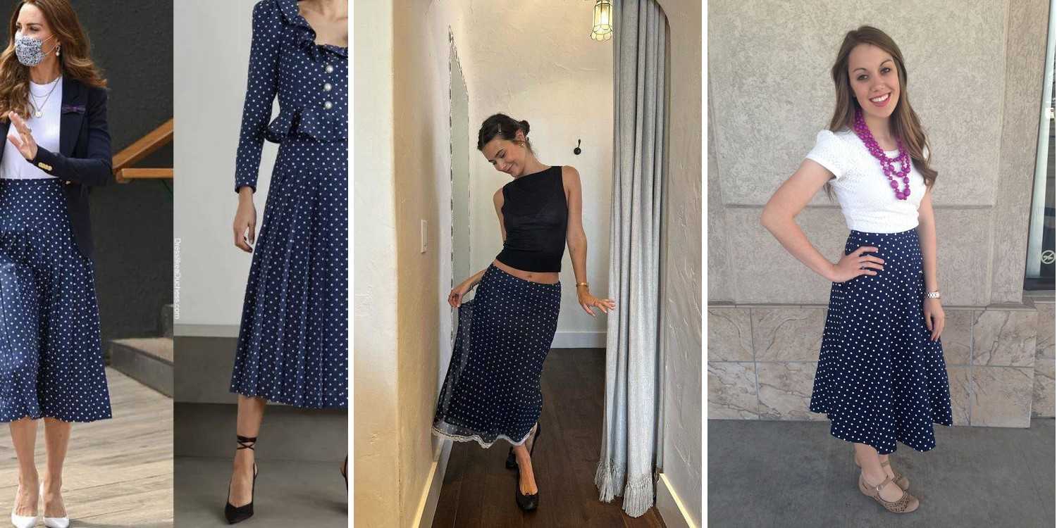 30 Navy Polka Dot Skirt Outfits