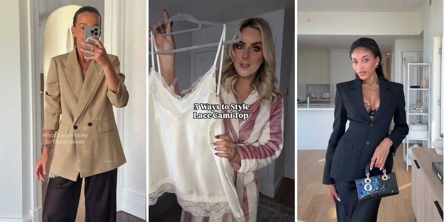 25 Satin Lace Cami Blazer Outfits Ideas