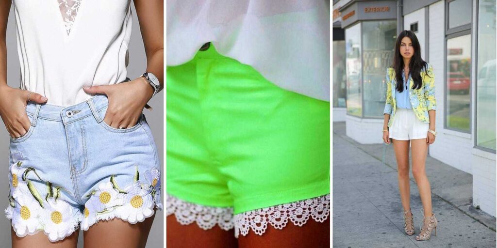 15 Yellow Lace Trim Shorts Outfits